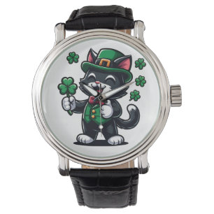 Black Cat with Lucky Clover Watch