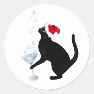 Black Cat with Martini Stickers