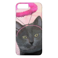 Black Cat With Pink Angel Halo