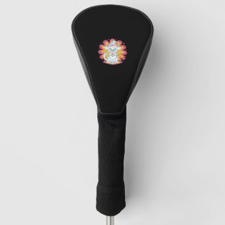 Black Cat with Psychedelic Flower Oversized T-Shir Golf Head Cover