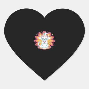 Black Cat with Psychedelic Flower Oversized T-Shir Heart Sticker