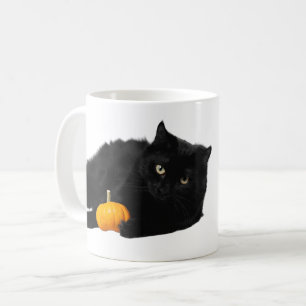Black Cat with Pumpkin Halloween Design Coffee Mug