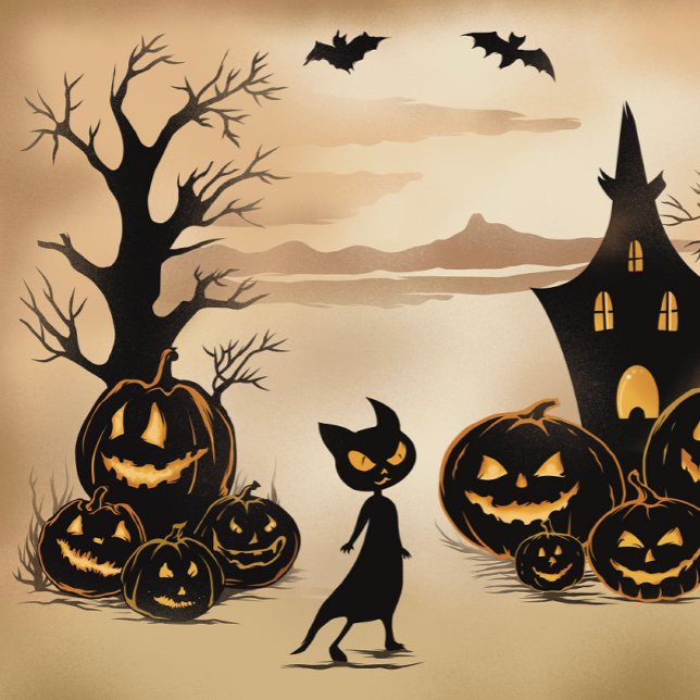  Black Cat with Pumpkins at Twilight Enclosure Card (Creator Uploaded)