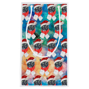 Black Cat with Red Scarf Funny Christmas Small Gift Bag