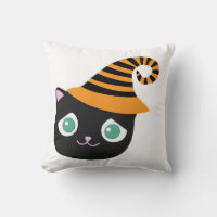 Black Cat with Sad Eyes and Whimsical Hat