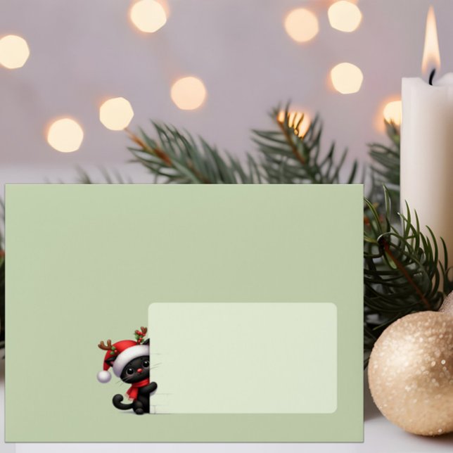 Black Cat With Santa Hat Christmas Envelope (Creator Uploaded)