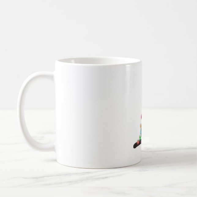Black Cat With Santa Hat Christmas Lights Coffee Mug (Left)
