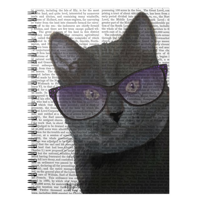 Black Cat with Sunglasses 2 Spiral Notebook (Front)