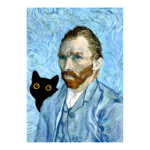 Black Cat with Van Gogh Portrait