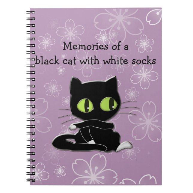 black cat with white socks notebook (Front)