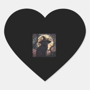 Black Cat with Witch Hat Halloween Heart Sticker