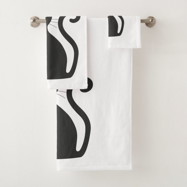 Black Cat With Yellow Eyes Bath Towel Set (Insitu)