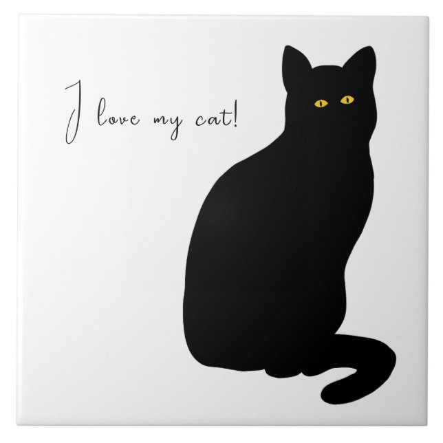 Black Cat With Yellow Eyes Tile (Front)