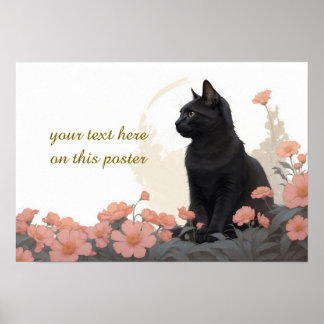 black cat with your text or without text poster