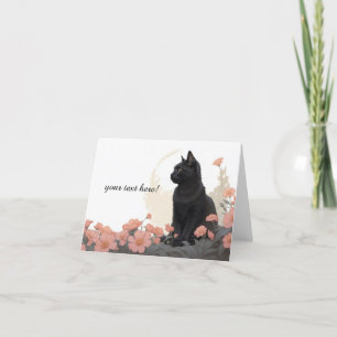 black cat with your text or without text thank you card