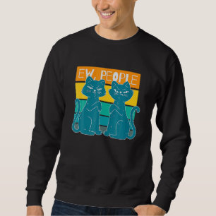Black Cat Womens Ew People Meowy Cat Sweatshirt