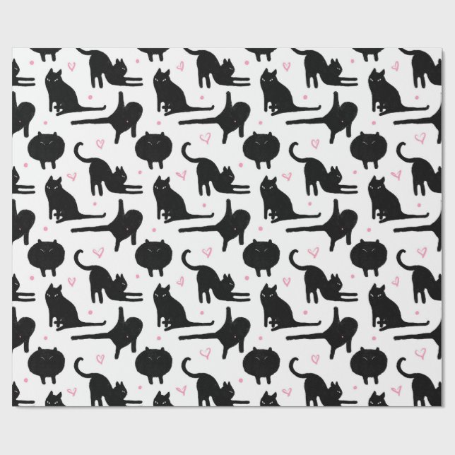 Black cat wrapping paper (Flat)