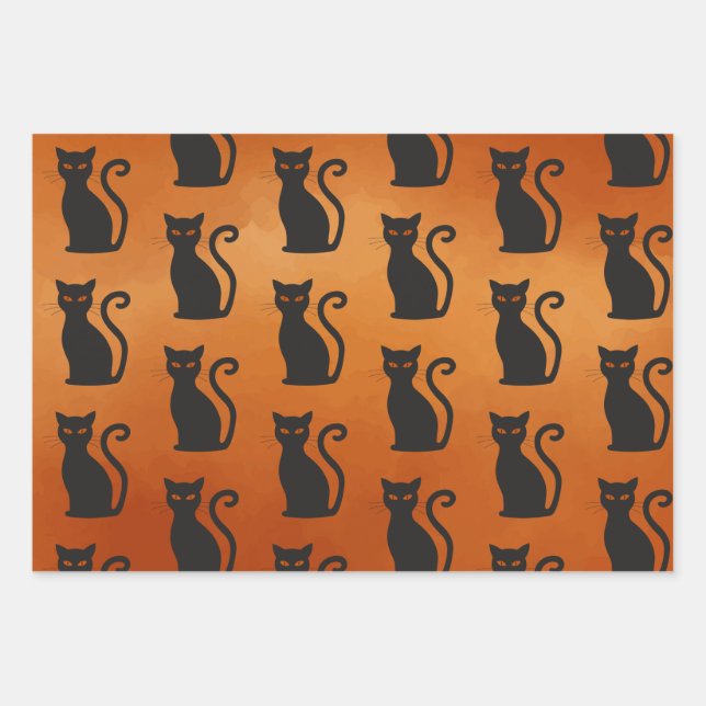 Black Cat Wrapping Paper Sheet (Front)