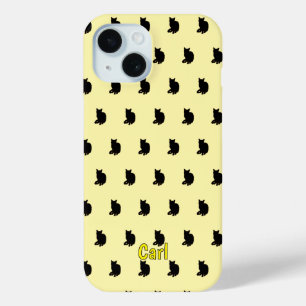 Black Cat (Yellow) iPhone 15 Case