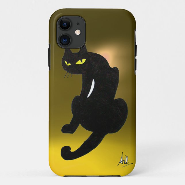 BLACK CAT yellow Case-Mate iPhone Case (Back)