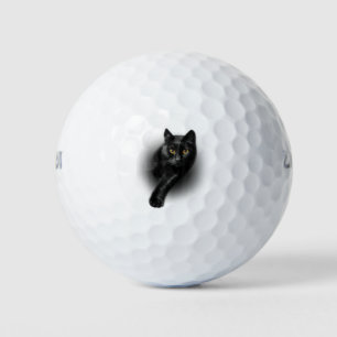 Black Cat Yellow Eyes Cats Golf Balls