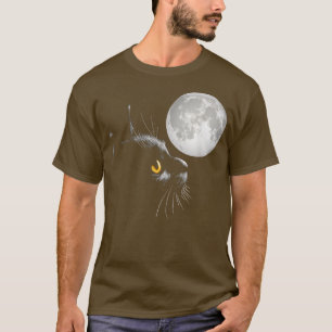 Black Cat Yellow Eyes Cats Moon Lucky Black Kitten T-Shirt