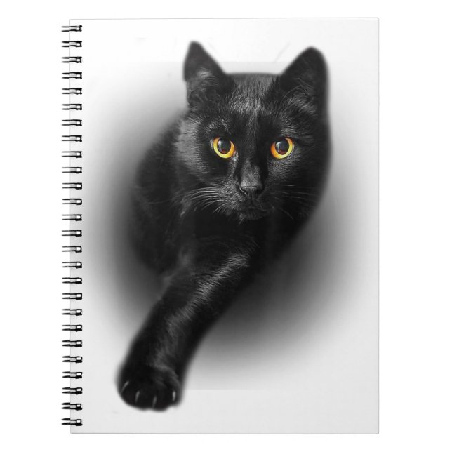 Black Cat Yellow Eyes Cats Notebook (Front)