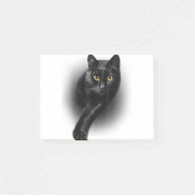Black Cat Yellow Eyes Cats Post-it Notes (Front)