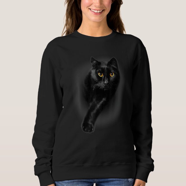 Black Cat Yellow Eyes  Cats Sweatshirt (Front)