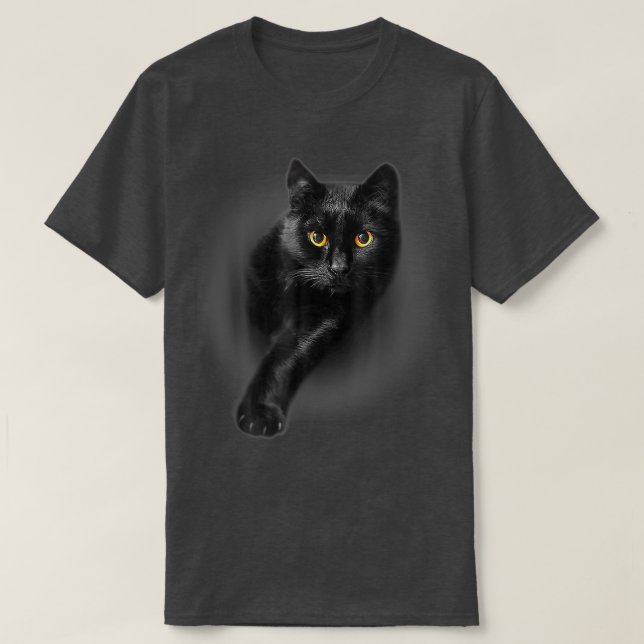 Black Cat Yellow Eyes Cats Tee Gifts  (Design Front)