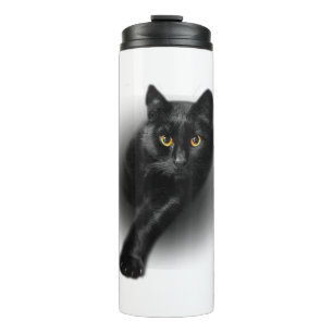 Black Cat Yellow Eyes Cats Thermal Tumbler