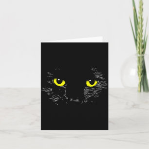 Black Cat Yellow Eyes Kitten Face Halloween Card