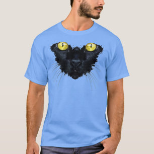 Black Cat  Yellow Eyes Kitty Kitten Cat Face  T-Shirt