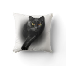 Black cat yellow eyes pillows