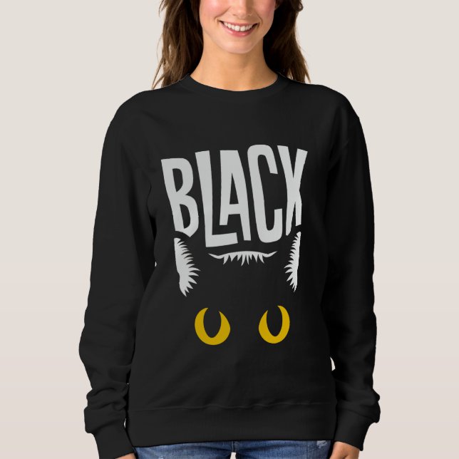 Black Cat Yellow Eyes Sweatshirt (Front)