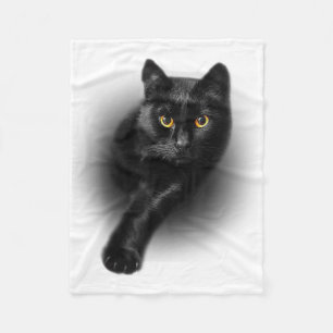 Black Cat Yellow Eyes T-Shirt Cats Tee Fleece Blanket