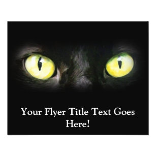 Black Cat, Yellow Green Eyes, Sleek and Spooky Flyer