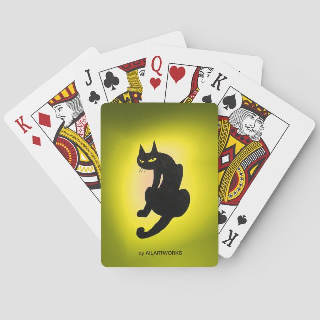 BLACK CAT  yellow Playing Cards (Back)