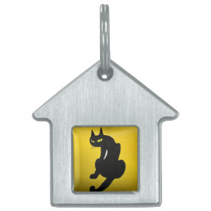BLACK CAT  ,Yellow topaz Pet Name Tag