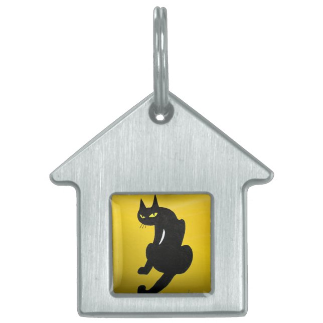 BLACK CAT  ,Yellow topaz Pet Name Tag (Front)