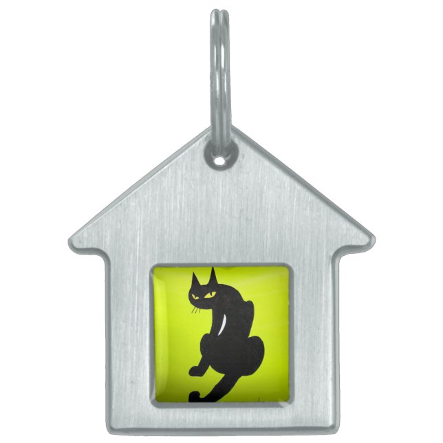 BLACK CAT  ,Yellow topaz Pet Name Tag (Front)