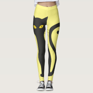BLACK CAT & YELLOW YOGA PANTS