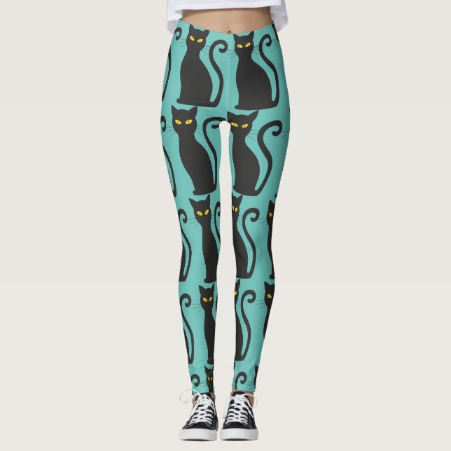 BLACK CAT YOGA PANTS LEGGINGS (Front)