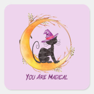 Black Cat - You Are Magical Square Sticker