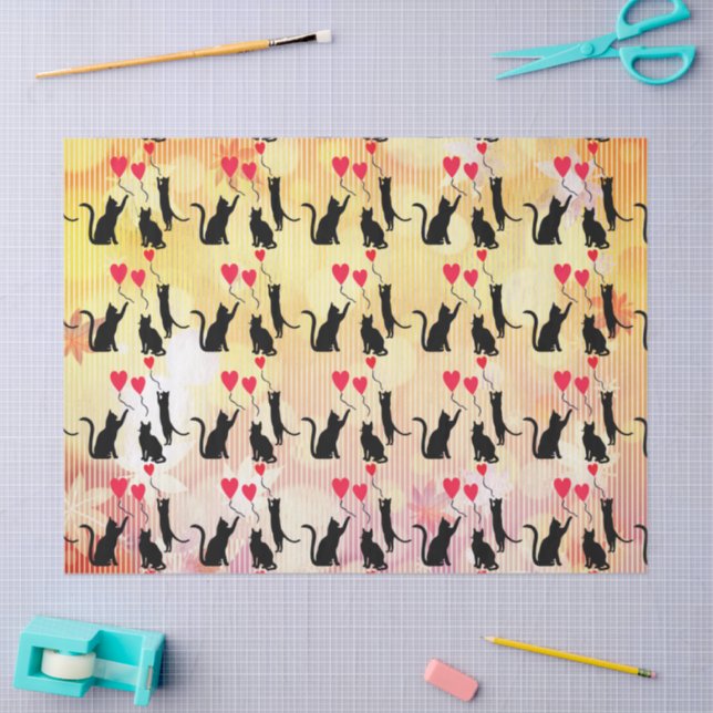 Black Cats And Balloons Tissue Paper (Craft)