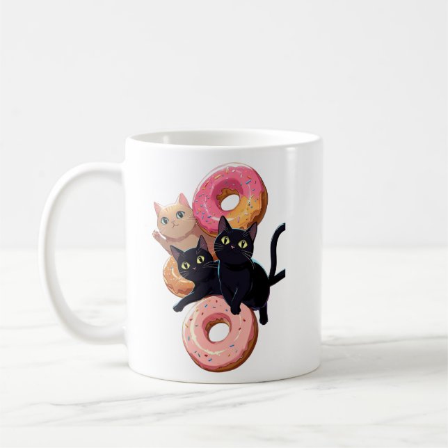 "Black cats and delicious doughnuts: a perfect com Coffee Mug (Left)