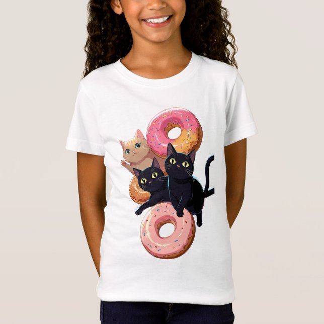 "Black cats and delicious doughnuts: a perfect com T-Shirt (Front)
