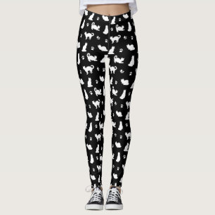 Black Cats and Paw Prints Pattern Leggings