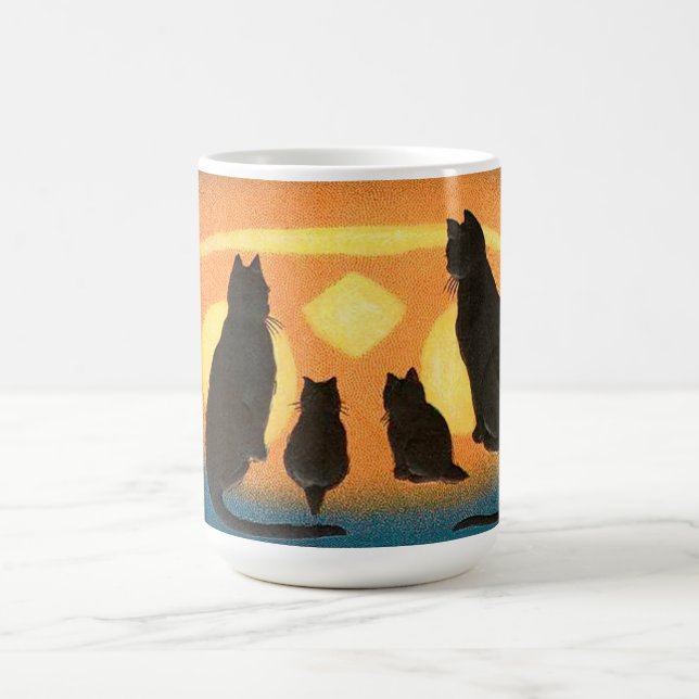 Black Cats and Pumpkin Coffee Mug (Center)