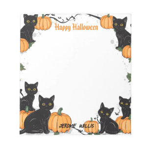 Black cats and Pumpkin Happy Halloween Notepad